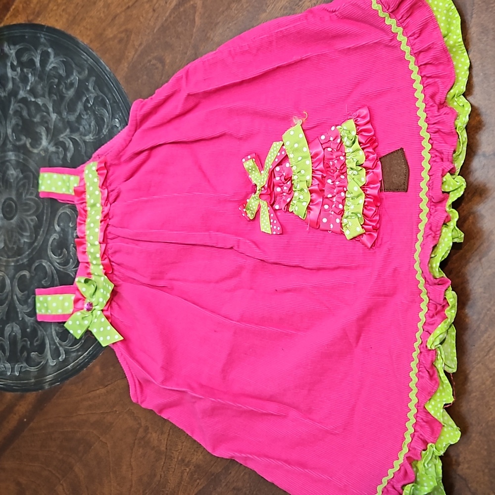 Pink corduroy w/ribbon Christmas dress